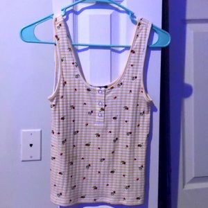 Forever 21 Striped yellow Tank with roses